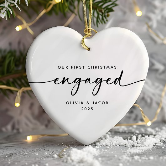 Our First Christmas Engaged Couple Heart セラミックオーナメント