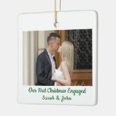 Our First Christmas Engaged Engagement Photo セラミックオーナメント (左)