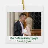 Our First Christmas Engaged Engagement Photo セラミックオーナメント (正面)