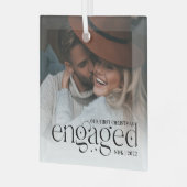 Our First Christmas Engaged Personalized Photo ガラスオーナメント (正面左)