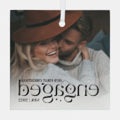 Our First Christmas Engaged Personalized Photo ガラスオーナメント (裏面)