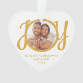 Our First Christmas Engaged Photo Heart-Shaped オーナメント (裏面)
