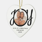 Our First Christmas Engaged Photo Heart-Shaped セラミックオーナメント (左)