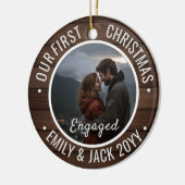 Our First Christmas Engaged Photo Keepsake セラミックオーナメント (左)