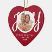 Our First Christmas Engaged Photo Red Heart-Shaped セラミックオーナメント (左)