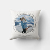 Our First Christmas Engaged SImple Modern 2 Photo クッション (裏面)