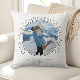Our First Christmas Engaged SImple Modern 2 Photo クッション