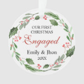 Our First Christmas Engaged wreath ornament オーナメント (正面)