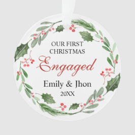 Our First Christmas Engaged wreath ornament オーナメント