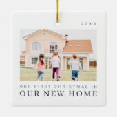 Our First Christmas In Our New Home Modern Chic セラミックオーナメント (裏面)