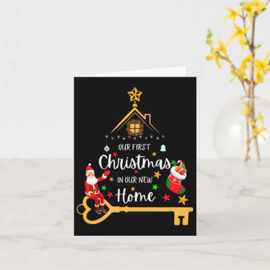 Our First Christmas In Our New Home Xmas  カード (黄色い花)