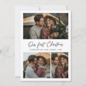 Our First Christmas Joyful Modern Newlywed Photo シーズンカード (正面)