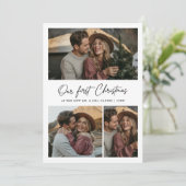 Our First Christmas Joyful Modern Newlywed Photo シーズンカード (スタンド正面)