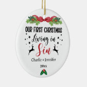 Our First Christmas Living in Sin Funny Couple セラミックオーナメント (右)