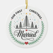 Our First Christmas Married Customizable Photo セラミックオーナメント (正面)