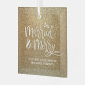 Our First Christmas Married Merry Gold ガラスオーナメント (正面左)