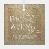 Our First Christmas Married Merry Gold ガラスオーナメント (正面)