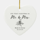 Our First Christmas Married Mr & Mrs Custom Name セラミックオーナメント (裏面)