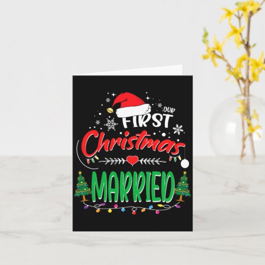 Our First Christmas Married Newlywed Mr And Mrs  カード (黄色い花)