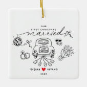 Our First Christmas Married Ornament セラミックオーナメント (正面)