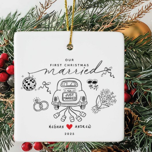 Our First Christmas Married Ornament セラミックオーナメント