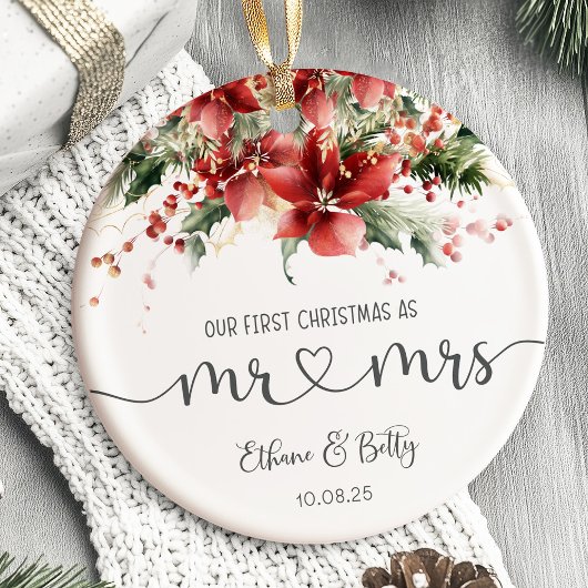 Our First Christmas Married Ornament Mr&Mrs セラミックオーナメント