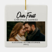 Our First Christmas Married Photo  セラミックオーナメント (裏面)