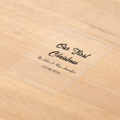 Our first Christmas Mr and Mrs couple name date アクリル招待状 (レイダウン)