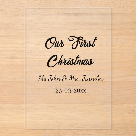 Our first Christmas Mr and Mrs couple name date アクリル招待状