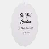 Our first Christmas Mr and Mrs couple name date オーナメントカード (右)