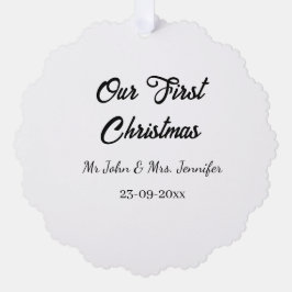 Our first Christmas Mr and Mrs couple name date オーナメントカード