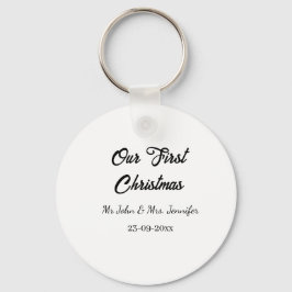 Our first Christmas Mr and Mrs couple name date キーホルダー