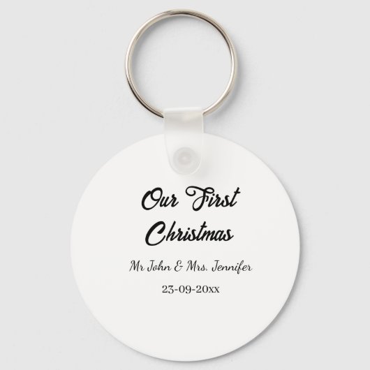 Our first Christmas Mr and Mrs couple name date キーホルダー (正面)