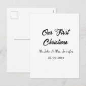Our first Christmas Mr and Mrs couple name date シーズンポストカード (正面/裏面)
