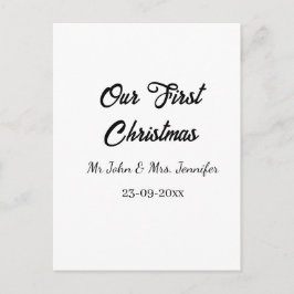 Our first Christmas Mr and Mrs couple name date シーズンポストカード