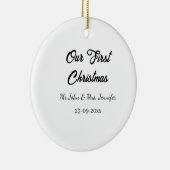 Our first Christmas Mr and Mrs couple name date セラミックオーナメント (右)