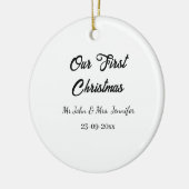 Our first Christmas Mr and Mrs couple name date セラミックオーナメント (左)
