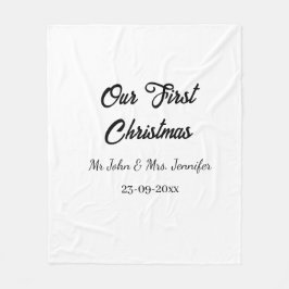 Our first Christmas Mr and Mrs couple name date フリースブランケット