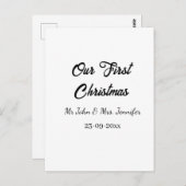 Our first Christmas Mr and Mrs couple name date ポストカード (正面/裏面)