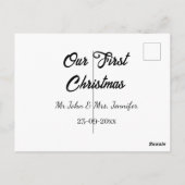 Our first Christmas Mr and Mrs couple name date ポストカード (裏面)
