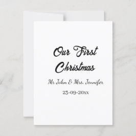 Our first Christmas Mr and Mrs couple name date ポストカード