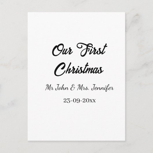 Our first Christmas Mr and Mrs couple name date ポストカード (正面)