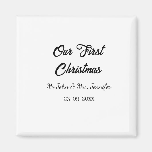 Our first Christmas Mr and Mrs couple name date マグネット (正面)