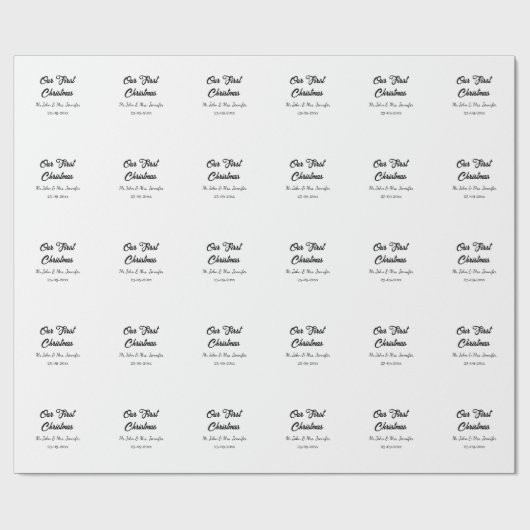 Our first Christmas Mr and Mrs couple name date ラッピングペーパー (フラット)