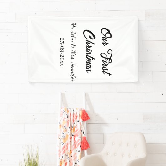 Our first Christmas Mr and Mrs couple name date 横断幕 (インサイチュ)