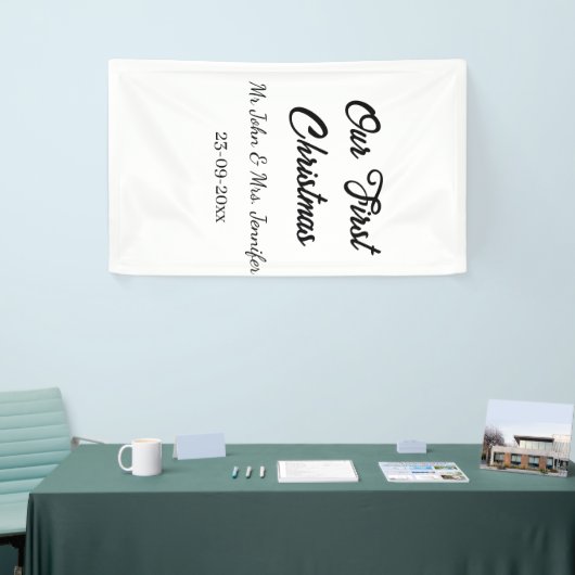 Our first Christmas Mr and Mrs couple name date 横断幕 (トレードショー)