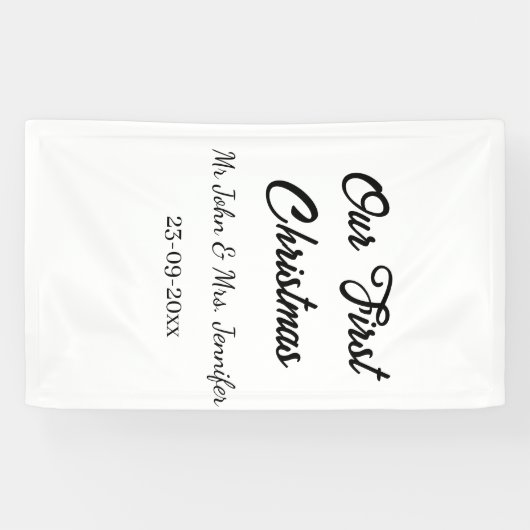 Our first Christmas Mr and Mrs couple name date 横断幕 (横)