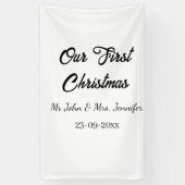Our first Christmas Mr and Mrs couple name date 横断幕 (縦)