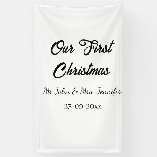 Our first Christmas Mr and Mrs couple name date 横断幕 (縦)