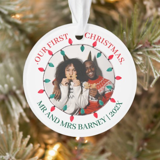 Our first Christmas Mr. and Mrs. newlywed elegant オーナメント (ツリー)